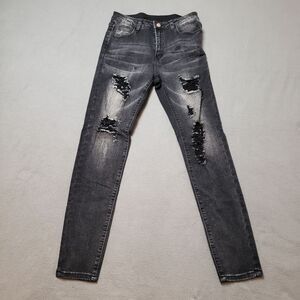 Shein black skinny high waist jeans Distressed